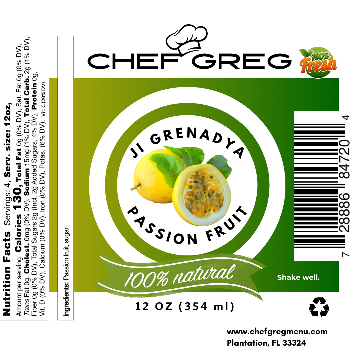 Ji Grenadya-Passion Fruit Juice 12oz (Set of 3)